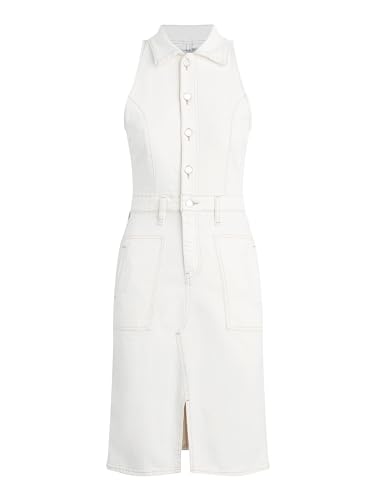 Women's Sleeveless Collared Halter Utility Dress with Pockets