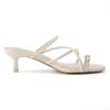Maui Strappy Womens Sandals with Kitten Heels ?C Vegan Leather Slip On Dress Sandals for Women, Square Toe Wedding Shoes
