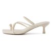 Maui Strappy Womens Sandals with Kitten Heels ?C Vegan Leather Slip On Dress Sandals for Women, Square Toe Wedding Shoes