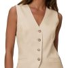 2025 Women's Summer Sleeveless Vest Tops - Lightweight Fully Liend V-Neck Casual Trendy Work Jacket With Pockets