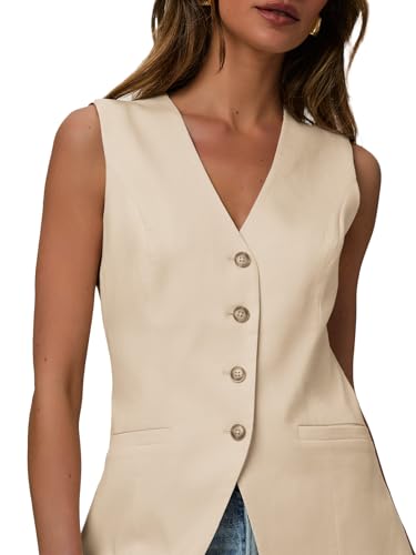 2025 Women's Summer Sleeveless Vest Tops - Lightweight Fully Liend V-Neck Casual Trendy Work Jacket With Pockets