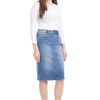 Repreve Denim Knee-Length Jean Skirt for Women with Pockets - Melrose