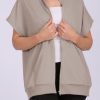 Women's Zip Up Sweatshirts Short Sleeve Lapel Oversized Summer Casual Loose Solid Sweatshirt Jacket with Pockets