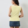 Women Asymmetrical Button Down Side Split Sleeveless Tank Tops Boat Neck Slim Fit Summer Casual Side Button Knit Vest