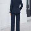 Women's 2 Piece Business Casual Outfits Double Breasted Blazer Dressy Wide Leg Work Pants Suits Set