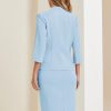 Business Skirt Suit Set for Women's 2 Piece Office Work Outfit Collarless Blazer Pencil Skirt