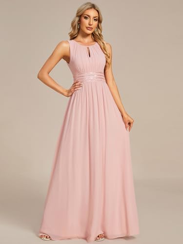 Women's Crew Neck Sleeveless A Line Hollow Out Sequin Maxi Fromal Dress 01955