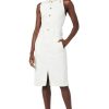 Women's Sleeveless Collared Halter Utility Dress with Pockets