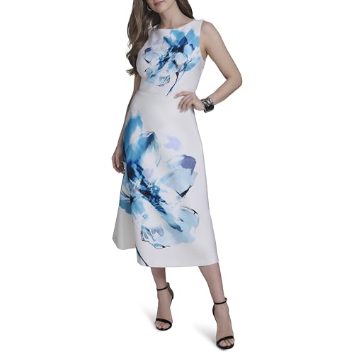 Women's Sleeveless Boat Neck Scuba Dress