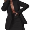 Women's 2 Piece Blazer and Skirt Suits, Open Front Blazer Jackets + Side Slit Mini Skirts
