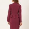 Business Suit Sets for Women's 2 Piece Outfits Collarless Peplum Blazer Formal Pencil Skirt Suit