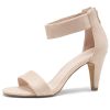 RROSE Women's Chunky Low Heels Open Toe Ankle Strap Heeled Sandals with Back Zipper Dressy Pumps Shoes for Wedding Prom Party