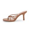 Women??s Square Open Toe Flip Flops Stiletto Heels Strappy Thong Slide on Slingback Mules Sandals