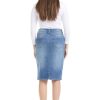 Repreve Denim Knee-Length Jean Skirt for Women with Pockets - Melrose