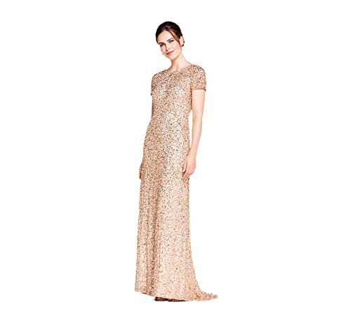 Women's Short-Sleeve All Over Sequin Gown
