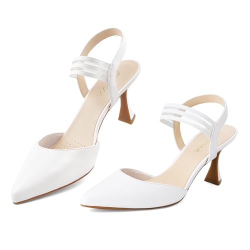 Women's Slingback Kitten Heels Pointed Closed Toe Low Stiletto Heels Dress Pumps Shoes for Women Comfortable Low Heeled Sandals