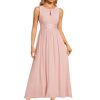 Women's Crew Neck Sleeveless A Line Hollow Out Sequin Maxi Fromal Dress 01955