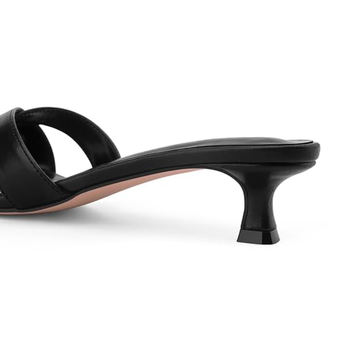 Womens Kitten Heels Low Heeled Sandals for Women Round Slip On Slides Cross Strap Open Toe Sandals