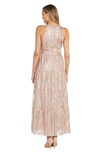 Women's Metallic Bloom Pleated Maxi Dress