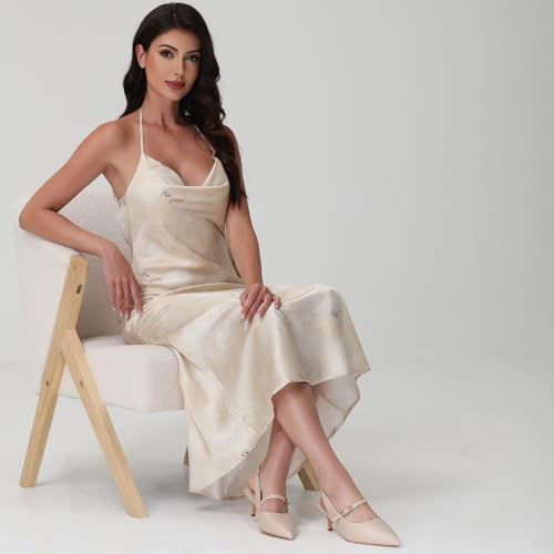 Kitten Heels for Women Slingback Heels Pointed Closed Toe Heels Slip On Dress Pumps Shoes Low Women's Pumps for Dating Party