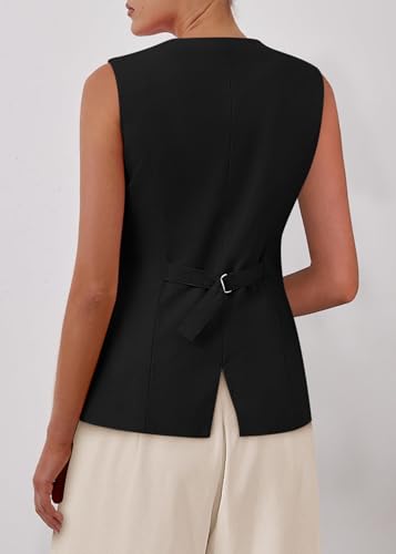 Blazer Vest for Women Trendy 2025 Dressy Business Casual Summer Button Down Sleeveless Work Suit Waistcoat Tops