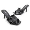 Melrose Women's High Heels Stiletto Heeled Slides, Square Open Toe One Band Slip-On Heeled Mules ?C Dressy Clear Heeled Sandals
