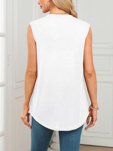 Summer Vest for Women Lightweight Fashion Casual Soft Knit Sleeveless Cardigan Curved Hem with Cozy Pockets (S-3XL)