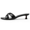 Womens Kitten Heels Low Heeled Sandals for Women Round Slip On Slides Cross Strap Open Toe Sandals