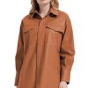 Women Faux Leather Shacket Jacket,Spring Fall Vegan Pleather Casual Lapel Button Down Long Sleeve Shirts