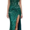 Spaghetti Strap Sequin Prom Dresses with Slit 2025 Sparkly Lace Appliques Mermaid Formal Evening Gown for Women