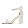 Block Heel Wedding Sandals Pearl Heels Open Toe Wedding Shoes for Bride Bridal Shoes