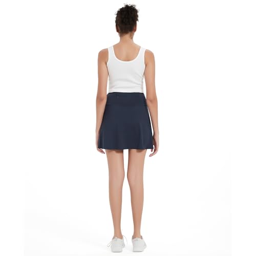 17" Women's Premium Cooling Silky Tech Nylon Athletic Skort with Pockets for Golf Tennis Workout and Casual Wear