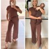 2 Piece Outfits for Women Sweater Sets Knit Vest Tops Elastic Waisted Pants