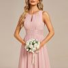 Women's Crew Neck Sleeveless A Line Hollow Out Sequin Maxi Fromal Dress 01955