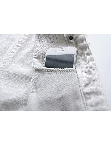 Women's Casual Denim Waistcoat Slim Fit Frayed Sleeveless Jacket Ripped Tops with Pockets