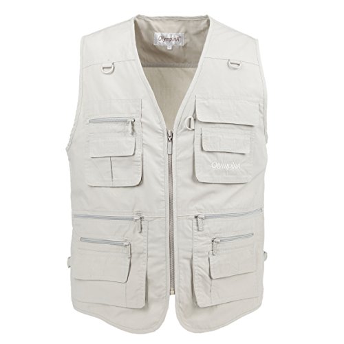 Men's Poplin Outdoors Travel Sports Multi-Pockets Work Fishing Vest