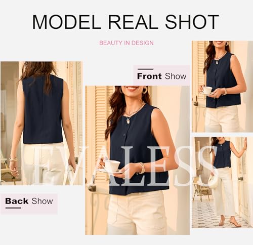 Vest for Women 2025 Button Down Sleeveless Blazer Suit Vest Cropped Waistcoat Spring Summer Casual Outfits