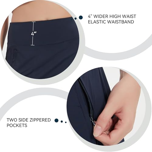17" Women's Premium Cooling Silky Tech Nylon Athletic Skort with Pockets for Golf Tennis Workout and Casual Wear