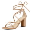 Women's Strappy Lace Up Chunky Heeled Sandals