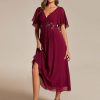 Women's Cocktail Dresses V Neck A-Line Elastic High Waist Wedding Guest Evening Party Maxi Dress 02093