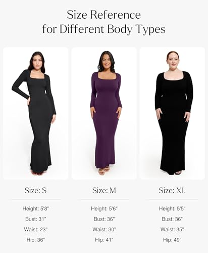 Long Sleeve Maxi Dress Bodycon Cocktail Dress Shapewear Tummy Control Fall Formal Dresses Built-in Bra
