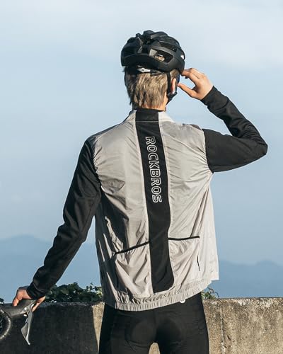 Cycling Vest for Men Women Windbreaker Breathable Bike Vest Sleeveless Lightweight with Back Pockets Silver
