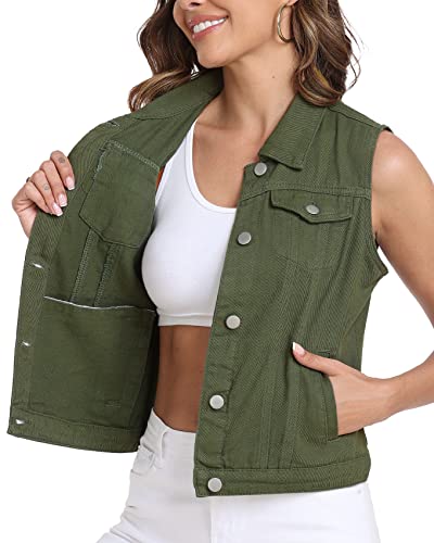 Women's Denim Vest, Sleeveless Jean Jacket (XS-XXL)