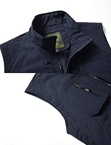 Men’s Fishing Vest Outdoor Work Quick-Dry Hunting Zip Reversible Travel Vest Jacket with Multi Pockets