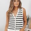 Vest Tops for Women 2025 Fall Outfits Striped Sweaters Button Up Casual Shirts Blouses Jacket Fashion Clothes