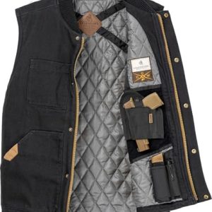 Men's Concealed Carry CCW Vest with Two Holsters Water-Repellent Canvas Insulated