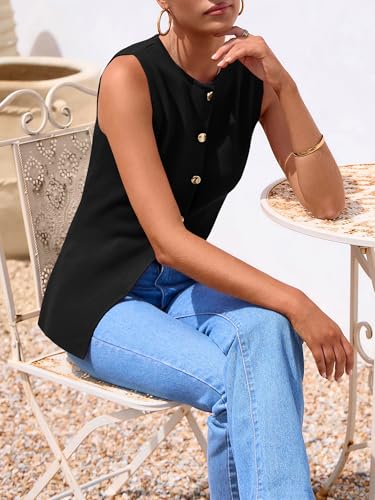Women's Sweater Vest Button Down Summer Tank Tops 2025 Sleeveless Knit Vests Fashion Business Casual Outfits