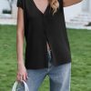 Womens Deep V Neck Sweater Vest Sleeveless Knit Button Up Loose Fit Cap Sleeve Trendy Summer Tops