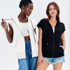 Women's Sleeveless Zip Up Hoodies Casual Loose Fit Drawstring Sweatshirts Lightweight Jackets Vest with Pockets
