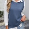 Womens Sweater Vest Summer Sleeveless Crewneck Ribbed Knit Side Button Loose Pullover Tank Tops 2025 Fall Outfits